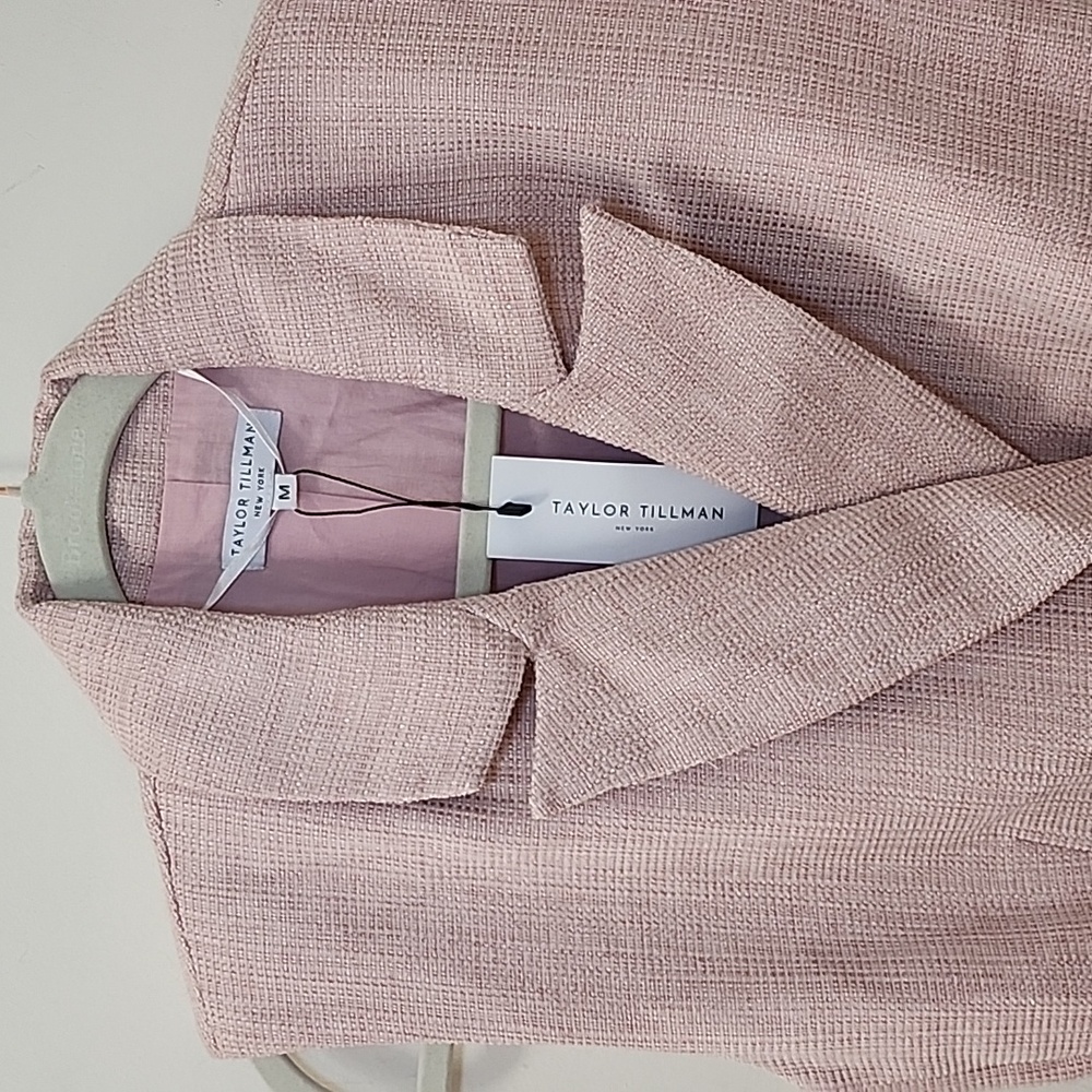 Taylor Tillman Classic Pink Tweed Sleeveless Double-Breasted Blazer Tiff Dress M - Picture 6 of 16